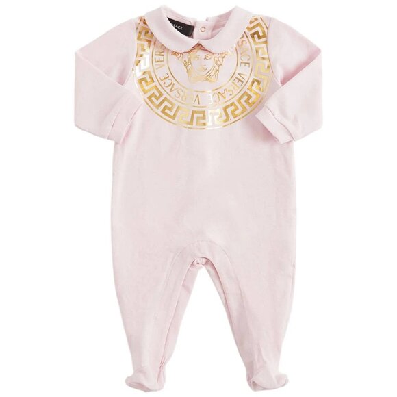 NWT Versace Baby Girls 9-12M Babygrow Sleepsuit with Medusa Logo & Greca Design - Picture 1 of 5